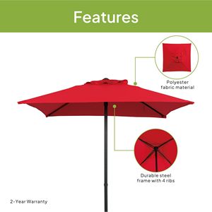 Sombrilla de Patio Cuadrada Roja de 5 Pies para Exteriores, con Inclinación Manual, para Playa o Jardín - Product Image 4