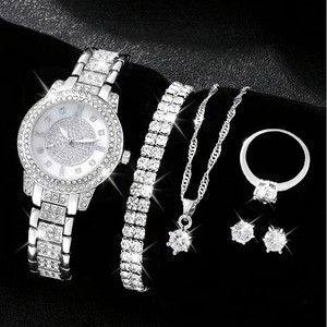 2026 New Factory Wholesale Custom LOGO Full diamond bracelet quartz <b>watch</b> Fashion Diamond <b>Watch</b> Jewelry <b>Set</b> - Product Image 5