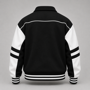 Chaqueta Varsity Legend Status para Hombre, Negra y Blanca con Mangas en Contraste, Cierre de Cremallera Frontal, Estampado de Letras, Estilo Casual para Otoño - Product Image 2