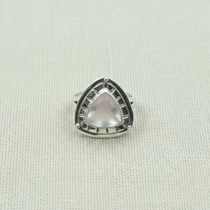 Natural Rose <b>Quartz</b> Triangle <b>Ring</b> 925 Silver Rose Gold Yellow Gold Plated Handmade Gemstone Statement Jewelry Christmas gift - Product Image 4