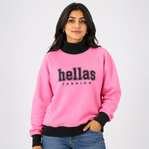 Suéter de cuello alto bordado personalizado para mujer, tejido ligero de algodón y forro polar, puños acanalados, uso diario, proveedor mayorista - Product Image 1