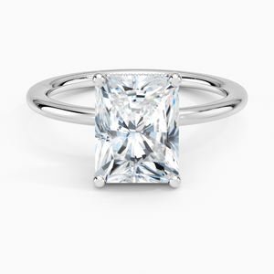 Bague BOJ 086 en argent 925 avec halo de pierres et griffes, diamant solitaire taille radiant 2 carats, couleur D, VVS1, Moissanite certifiée GRA, prix bas - Product Image 1