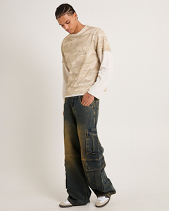 เสื้อยืดแขนยาวผู้ชายแบบหนาพิเศษสองชั้น พิมพ์ลายดิจิตอลผ้าฝ้าย 100% สไตล์ใหม่ทรงโอเวอร์ไซส์ - Product Image 4