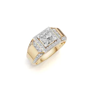 Anillo de Diamantes para Hombre Royal Frame en Oro Amarillo de 18K, Corte Redondo y Princesa, con Certificado IGI y Claridad VVS, en Venta - Product Image 5