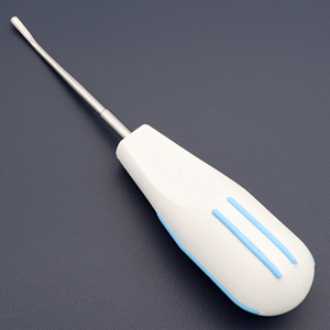 Curved-Up 3mm Luxating Elevator Dental Extraction Instrument 16.5cm <b>Plastic</b> Handle Thin Sharp Blade Periodontal Ligament Cutter - Product Image 1