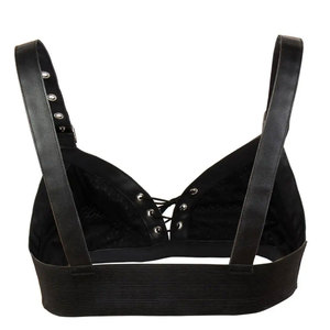 Real <b>Leather</b> High Support Strapless Bra Front Logo Women <b>Lingerie</b> Clubwear Yoga Top Hand-Sewn Genuine <b>Leather</b> Festival Wear - Product Image 2