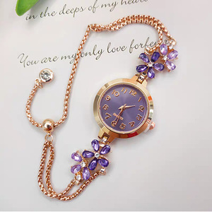 2026 New Factory wholesale round wisteria flower <b>adjustable</b> <b>bracelet</b> luxurious retro style watch daily women ladies wristwatch - Product Image 1