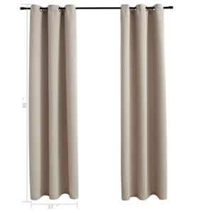2 pezzi Beige 37 "x 95" tende oscuranti in tessuto con anelli Beige Beige mantovane e tende - Product Image 4