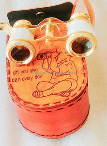 Binocular de cristal de ópera de nácar de latón marino hecho a mano con caja de cuero grabada decorativa para regalo para seres queridos. - Product Image 2