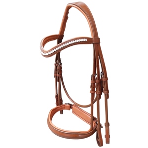 Brida de Doma Anatómica para Caballo de Cuero Vegetal Cognac de Calidad Premium con Narquera Acolchada de Cuero Suave / Equipo Ecuestre - Product Image 1