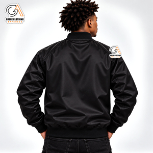 Chaqueta Bomber Negra para Hombre, Phi Beta Sigma, con Letras Griegas Bordadas en el Pecho, Estilo Casual, Cierre de un Botón, Poliéster/Algodón - Product Image 2