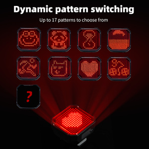 Feu arrière de vélo intelligent à motifs DIY, accessoires de feux stop pour vélo, émotions personnalisables, feu arrière LED étanche pour cyclisme nocturne - Product Image 3