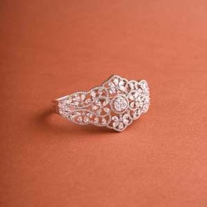 Romantic Flower Diamond <b>Cuff</b> <b>Bracelet</b> Women 925 <b>Silver</b> Wedding Jewelry - Product Image 1