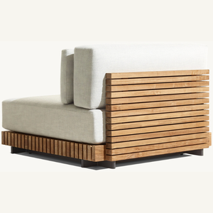 Fauteuil confortable en teck au design moderne, idéal pour l'intérieur ou l'extérieur, équipé d'un rembourrage en mousse souple. - Product Image 5