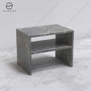 Minimalist Marble <b>End</b> <b>Table</b> With <b>Storage</b> Shelf Modern Living Room Furniture - Product Image 5