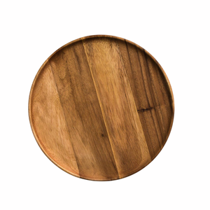 Plato de Postre de Madera Natural con Diseño Floral, Redondo y Pulido, Vajilla para Bodas, Plato Sólido con Patrón, Plato Base para Mesa - Product Image 6