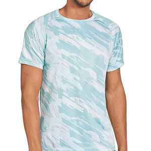 T-shirt à manches courtes pour homme, col rond, motif géométrique, séchage rapide, tricoté en polyester, haut décontracté - Product Image 4