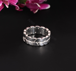 Diamond Eternity Band 0.50 Ct Natural Diamonds Vintage Leaf Design Wedding Band Stackable Anniversary <b>Ring</b> Elegant Fine Jewelry - Product Image 3
