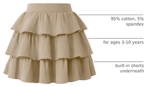 Nouvelles jupes en coton et élasthanne pour filles, design personnalisé, taille élastique, style décontracté, jupe-culotte à 3 volants, uniforme scolaire - Product Image 4