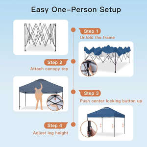 Carpa Plegable Resistente para Exteriores, con Estructura de Acero Impermeable, Tipo Extensible para Jardín y Camping, de Una Habitación, en Poliéster - Product Image 4