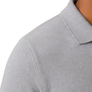 Polo zippé gris clair pour homme, imprimé coloré sur la poitrine, manches courtes, haut décontracté de luxe pour l'été, mélange de coton, design personnalisé, golf - Product Image 4