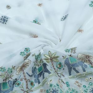 Tissu de luxe brodé de sequins lourds, motif vague, en maille dentelle, pour robe de mariée, de soirée, de couture et de mode. - Product Image 6