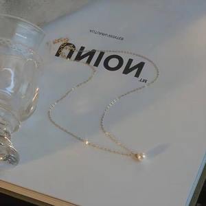 Collier en argent S925 plaqué or avec perle d'eau douce, design simple avec teinte naturelle ronde et impeccable, tendance élégante - Product Image 3