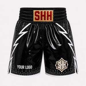 Shorts de combat MMA personnalisés OEM, imprimés, unisexes, séchage rapide, respirants, 100% polyester, SHH Industries, boxe, Muay Thai, 160g - Product Image 1