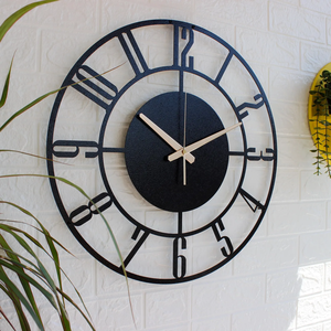 <b>Large</b> Metal Wall <b>Clock</b> with Latin Numerals,Metal Wall Decor,Unique Wall <b>Clock</b>,Modern Wall <b>Clock</b>,Silent <b>Clocks</b> For Wall,Mantel - Product Image 5
