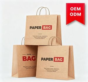 Printed <b>Craft</b> Paper <b>Bag</b> Custom Brown Kraft Paper <b>Bag</b> with Logo Text and Design Clothing Paper <b>Bag</b> - Product Image 1