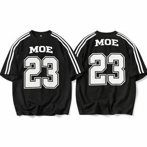Maillot de football américain personnalisé surdimensionné à col ras du cou avec rayures contrastées et numéro imprimé – T-shirt streetwear unisexe – Fournisseur OEM en gros - Product Image 1