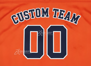 Ensemble de maillots de football américain personnalisés pour équipe, orange, col en V, manches courtes, sublimation, maille respirante, coupe athlétique, adultes - Product Image 6