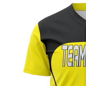 Camiseta de Béisbol Personalizada para Hombre, Amarilla y Negra, con Botones, Transpirable, Uniforme de Softbol, Camiseta Deportiva para Entrenamiento - Product Image 4