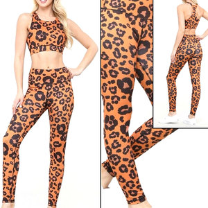 Custom Women Leopard Print Yoga Set High Waist Leggings Sports Bra 2 Piece Activewear Fitness Workout Gym <b>Clothing</b> Set - Product Image 6