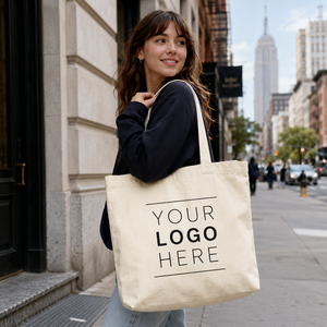 Custom Logo Organic Cotton <b>Canvas</b> <b>Tote</b> Bag Reusable Shopping Bag Long Handle Soft Shoulder Bag for Daily Travel - Product Image 1