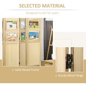 Schermo pieghevole in legno a 4 pannelli con cornici per foto divisorio naturale per interni per Privacy e arredamento - Product Image 5