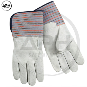 Guantes de Trabajo de Cuero Resistentes, Reforzados en la Palma, con Puño de Lona, para Uso General, Construcción, Manipulación de Materiales Industriales - Product Image 5