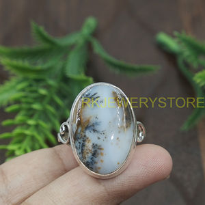 Natural Dendrite Opal <b>Ring</b> 925 Sterling Silver Handmade <b>Statement</b> Oval Gemstone <b>Ring</b> Vintage Jewelry Gift for Women Unisex Her - Product Image 6