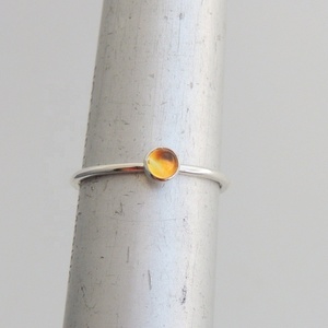 925 Sterling Silver Natural Citrine <b>Fine</b> Jewelry <b>Toe</b> <b>Ring</b> 4 mm round Cabochon Gemstone Bezel Set from India for Weddings - Product Image 2
