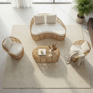 Modern Handmade Natural Rattan <b>Dining</b> Chair Ergonomic Design Waterproof Seat Cushion Durable Construction Eco-Friendly - Product Image 4