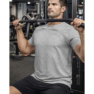 Camiseta Casual Elástica para Hombre |   Camiseta de manga corta con cuello redondo y textura sólida para comodidad y estilo en el día a día - Product Image 6