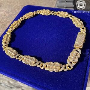 Collier pour homme en moissanite Charm Jewels, plaqué or 14 carats, chaîne à maillons, style hip-hop, taille brillante, micro-incrustation, certifié IGI, idéal pour les soirées - Product Image 3