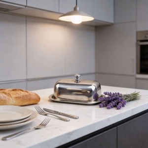 Boîte à beurre rectangulaire en acier inoxydable avec couvercle pour la cuisine - Product Image 3