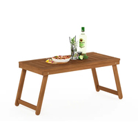 Table basse rectangulaire pliable en bois massif pour extérieur, moderne, facile à assembler, construction étanche, solution de rangement simple pour