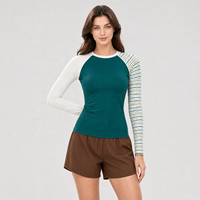 Robe de bain longue à manches longues pour femme, imprimé vagues, protection UV, écologique, respirante, Spandex/Nylon, 1 OEM