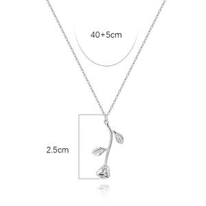 ZAWO HOUSE Collier pendentif fleur rose en argent sterling 925 plaqué or 14 carats, unisexe, romantique, bijoux de luxe pour fiançailles, cadeau de fête - Product Image 2