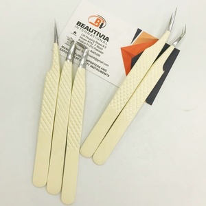 Pinzas de extensión de pestañas de acero inoxidable japonesas con logotipo personalizado, aplicador de belleza sostenible con agarre de diamante probado a mano - Product Image 4