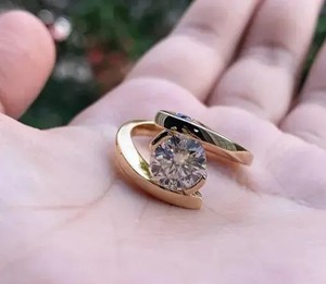 Modern round solitaire twist <b>diamond</b> <b>ring</b> with crossover shank luxury bridal engagement anniversary fine jewelry statement - Product Image 5