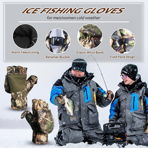 Camouflage Hunting <b>Gloves</b> Lightweight Full Finger & Fingerless Convertible Mittens Nonslip <b>Touchscreen</b> Outdoor Fishing <b>Gloves</b> - Product Image 3