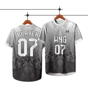 Maillot de football sublimé unisexe à manches courtes, en maille respirante 100 % polyester, col rond, imprimé géométrique, coupe classique - Product Image 3